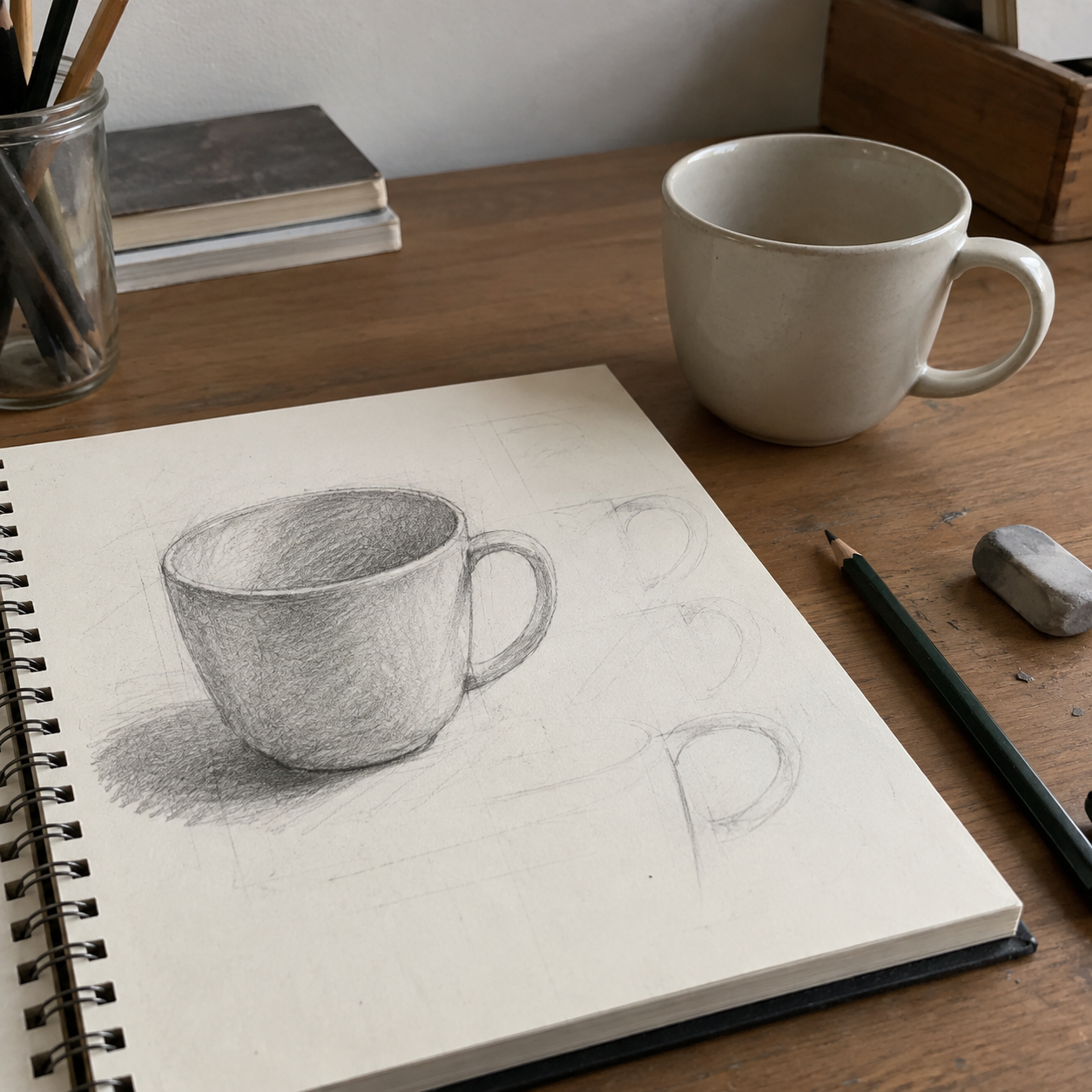 画杯子的时候,我总在杯把那里停住 · 示意图
